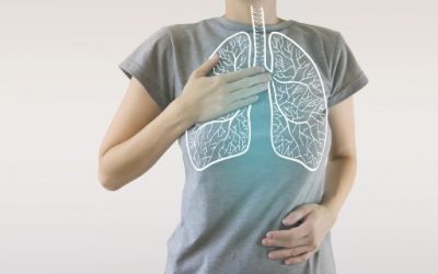 highlighted blue  healthy lungs on woman body